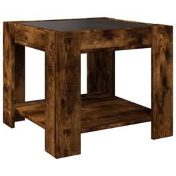 Berkfield Home Coffee Table with LED Smoked Oak 53x53x45 cm Engineered Wood in Brown - Size: 53 x 53 x 45 cm - thumbnail 8