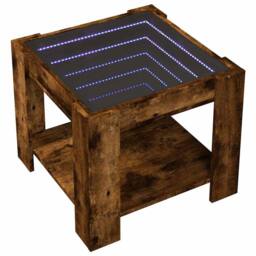 Berkfield Home Coffee Table with LED Smoked Oak 53x53x45 cm Engineered Wood in Brown - Size: 53 x 53 x 45 cm - thumbnail 3