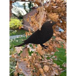 Poppyforge Hanging Finch Garden Art (Pack of 3) - W20 x H13 cm - Black - thumbnail 3