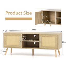 "Gymax Boho TV Stand for TVs up to 55"" Console Table With Open Shelves 5 Legs in Natural" - thumbnail 2
