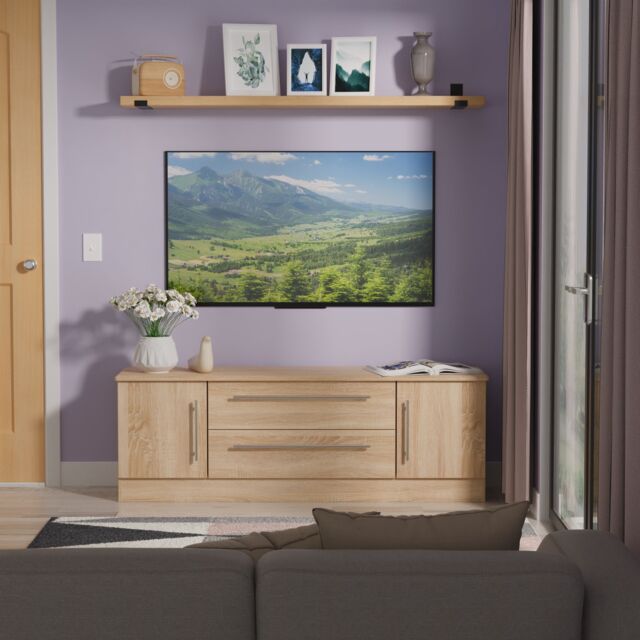 Ready Assembled 2 U Carlton 2 Door 2 Drawer Superwide TV Unit (Ready Assembled) in Light Oak - image 1