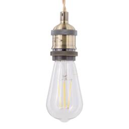 First Choice Lighting Flex - Antique Brass Pendant Kit with Cream Braided Cable in Bronze - thumbnail 3