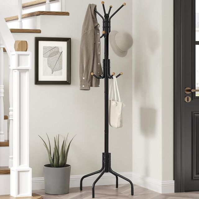 SONGMICS Freestanding Metal Coat Rack 12 Hooks 4 Legs Office Hallway in Black - image 1