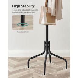 SONGMICS Freestanding Metal Coat Rack 12 Hooks 4 Legs Office Hallway in Black - thumbnail 5