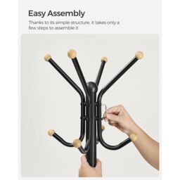 SONGMICS Freestanding Metal Coat Rack 12 Hooks 4 Legs Office Hallway in Black - thumbnail 7