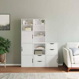 "Berkfield Home Side Cabinets 5 pcs ""ODDA"" White 40x24x79 cm Solid Wood Pine - Size: 40 x 24 x 79 cm"