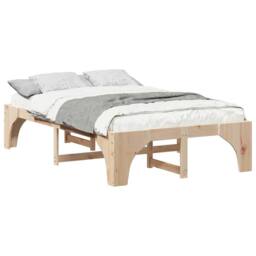 Berkfield Home Stylish Floor Bed Frame with Storage Brown 120 x 200 cm Solid pin in Light Sand - thumbnail 1