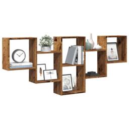 Berkfield Home Wall Shelf Old Wood 159x18x66 cm Engineered Wood in Brown - Size: 159 x 18 x 66 cm - thumbnail 1