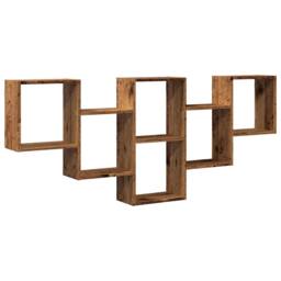 Berkfield Home Wall Shelf Old Wood 159x18x66 cm Engineered Wood in Brown - Size: 159 x 18 x 66 cm - thumbnail 3