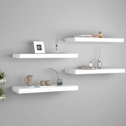 Berkfield Home Floating Wall Shelves 4 pcs White 60x23.5x3.8 cm MDF - thumbnail 2