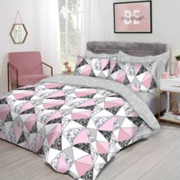 OHS Marble Geo Duvet Cover with Pillowcase Bedding Set in Light Pink - Size: King - thumbnail 2