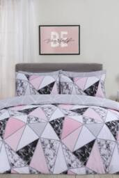 OHS Marble Geo Duvet Cover with Pillowcase Bedding Set in Light Pink - Size: King - thumbnail 1