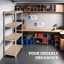 tectake Garage Shelving 320 Kg - Silver - thumbnail 7