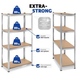 tectake Garage Shelving 320 Kg - Silver - thumbnail 4