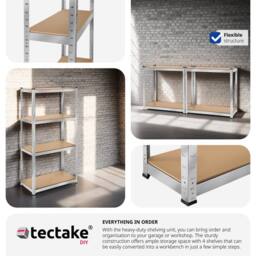 tectake Garage Shelving 320 Kg - Silver - thumbnail 3