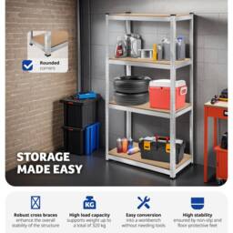 tectake Garage Shelving 320 Kg - Silver - thumbnail 5