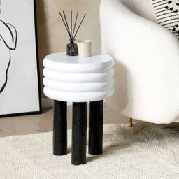 Wyld and Coco Handcrafted Aluminium Side Table White 33 x 33 cm