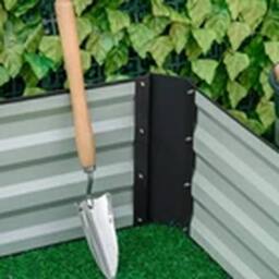 EONLION Grey Galvanised Garden Metal Planter Box with Open Bottom in Dark Grey - thumbnail 3