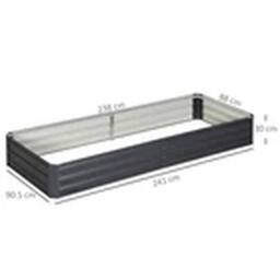 EONLION Grey Galvanised Garden Metal Planter Box with Open Bottom in Dark Grey - thumbnail 2