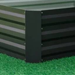 EONLION Grey Galvanised Garden Metal Planter Box with Open Bottom in Dark Grey - thumbnail 5