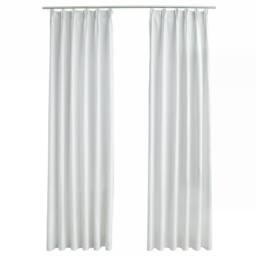 Berkfield Home Blackout Curtains with Hooks 2 pcs Off-White 140x245 cm in White - thumbnail 1