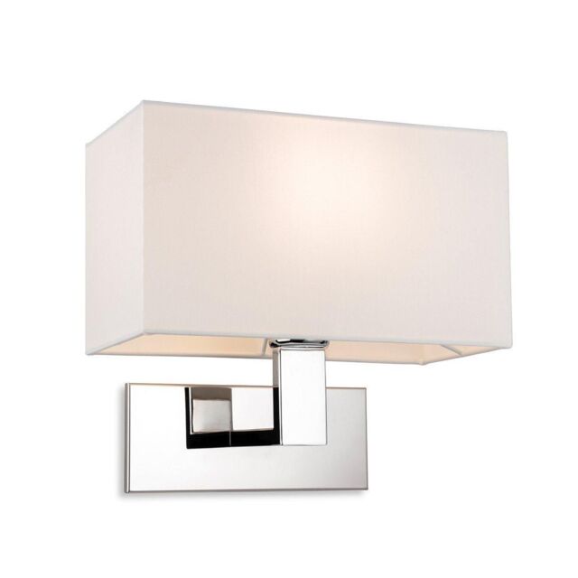 Netlighting Raffles Wall Lamp Chrome with Rectangle Cream Shade in Grey