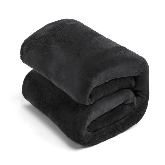 OHS Ultra Soft Flannel Fleece Throw Blanket in Black - Size: 120 cm x 150 cm - image 1