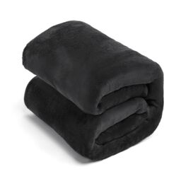 OHS Ultra Soft Flannel Fleece Throw Blanket in Black - Size: 120 cm x 150 cm - thumbnail 1