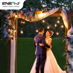 ENER-J 48ft Outdoor LED Festoon String Lights, 15 Vintage Filament Bulbs, Warm White, IP65 Weatherproof for Garden & Patio - thumbnail 4