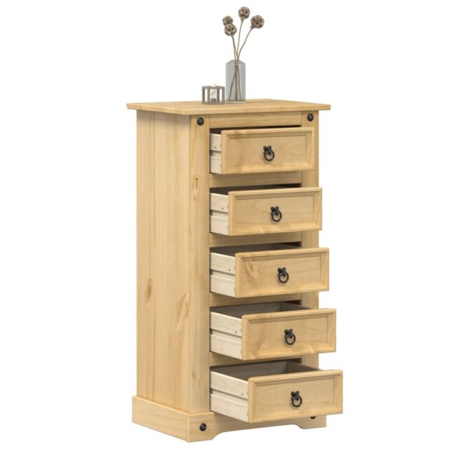 Berkfield Home Bedside Cabinet Corona 53x39x103 cm Solid Wood Pine in Brown - Size: 53 x 39 x 103 cm - image 1