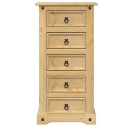 Berkfield Home Bedside Cabinet Corona 53x39x103 cm Solid Wood Pine in Brown - Size: 53 x 39 x 103 cm - thumbnail 3