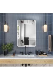 Living and Home Modern Beveled Edge Frameless Rounded Rectangle Wall Mirror in Silver - Size: Large - thumbnail 1