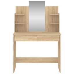 Berkfield Home Dressing Table with Mirror Sonoma Oak 96x39x142 cm in Brown - Size: 96 x 39 x 142 cm - thumbnail 4
