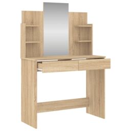 Berkfield Home Dressing Table with Mirror Sonoma Oak 96x39x142 cm in Brown - Size: 96 x 39 x 142 cm - thumbnail 5