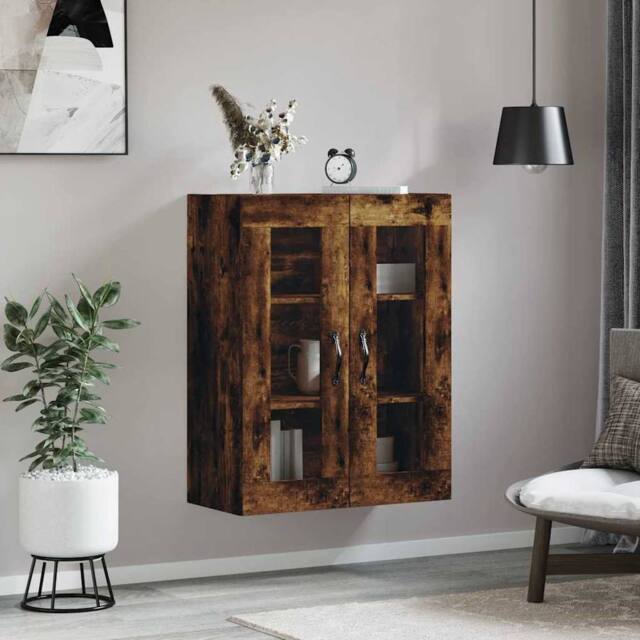 Berkfield Home Wall Mounted Cabinet Smoked Oak 69.5x34x90 cm Engineered Wood in Brown - image 1
