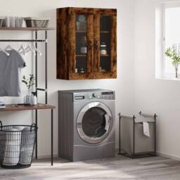 Berkfield Home Wall Mounted Cabinet Smoked Oak 69.5x34x90 cm Engineered Wood in Brown - thumbnail 2