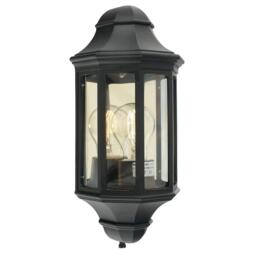 Malaga Mini 1 Light Outdoor Wall Half Lantern Light Black IP44 E27