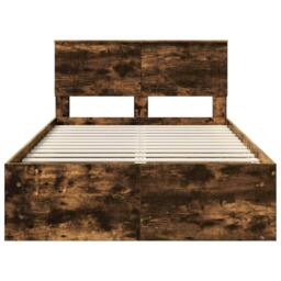 Berkfield Home Bed Frame Smoked Oak 120 x 200 cm Solid Pine Wood in Brown - thumbnail 7