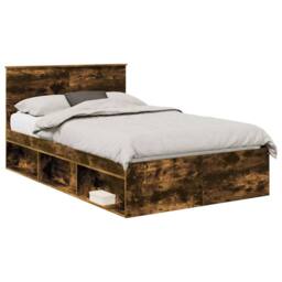 Berkfield Home Bed Frame Smoked Oak 120 x 200 cm Solid Pine Wood in Brown - thumbnail 2