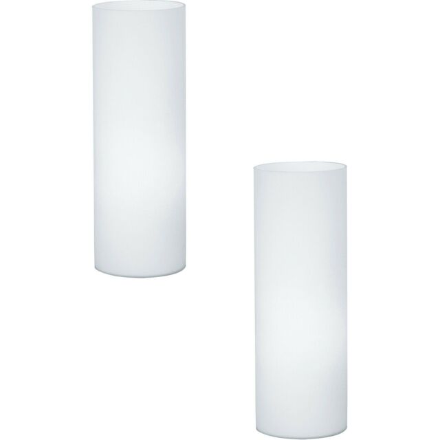 Loops 2 PACK Table Lamp Colour Shade White Glass Opal Matt In Line Switch E27 1x60W - image 1