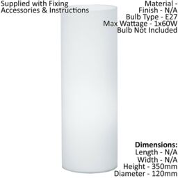 Loops 2 PACK Table Lamp Colour Shade White Glass Opal Matt In Line Switch E27 1x60W - thumbnail 2