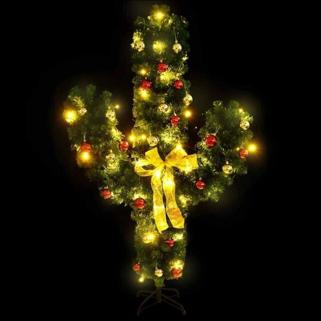 Berkfield Home Beautiful Christmas Cactus with Stand & LED Green 180 cm PVC - image 1