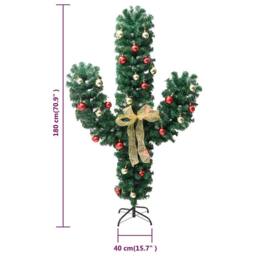 Berkfield Home Beautiful Christmas Cactus with Stand & LED Green 180 cm PVC - thumbnail 9