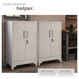 tectake Blake Filing Cabinet, Magnetic Closure, Adjustable Shelves in Grey - Size: 2 Pack - thumbnail 7