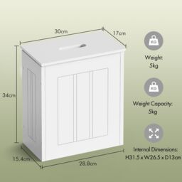 VonHaus Holbrook Shaker Style Bathroom Storage Box with Lid in White - thumbnail 7