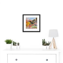 Artery8 O Conor Cassis Landscape France Painting 8X8 Inch Square Wooden Framed Wall Art Print Picture with Mount in Black - thumbnail 2