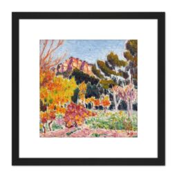 Artery8 O Conor Cassis Landscape France Painting 8X8 Inch Square Wooden Framed Wall Art Print Picture with Mount in Black - thumbnail 1