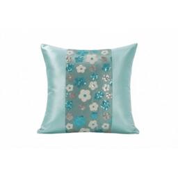 Snug City Floral Sequin Cushion Cover Luxury Decorative Throw Cushion in Teal - Size: 43 cm x 43 cm