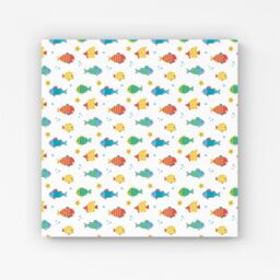 "Warren Reed - Designer Swimming Fish Canvas in Blue - Size: W16"" x H16""" - thumbnail 1