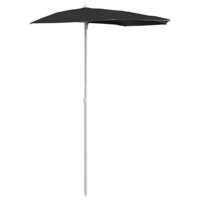 Berkfield Home Garden Half Parasol with Pole 180x90 cm Black - image 1